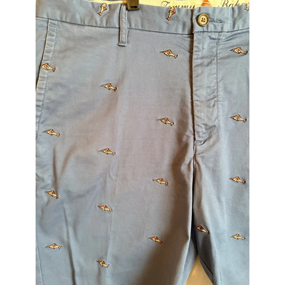 Tommy Bahama Mens Blue Marlin Embroidered Chino Shorts Size 38 Cotton Stretch - Picture 3 of 6